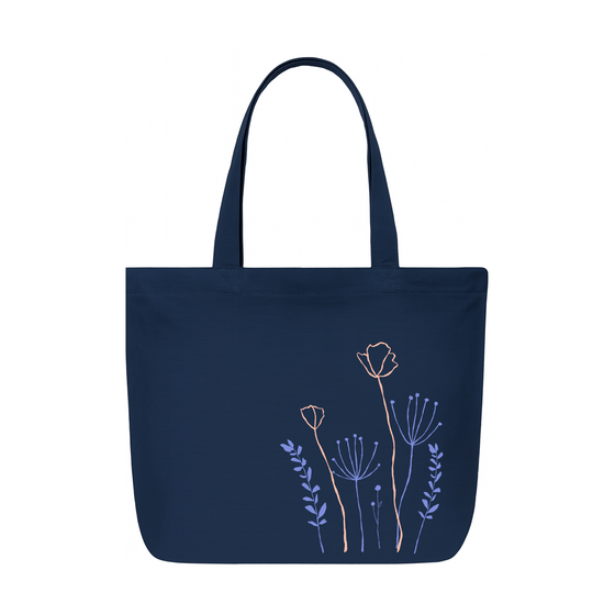 Tote Bag - Blue Tote bag Floral design
