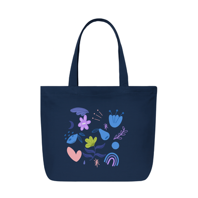 Tote Bag - Blue tote bag fruits elements design