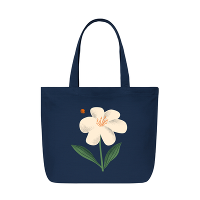 Tote Bag - Blue tote bag Ivory Lily design