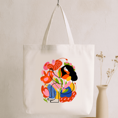 Tote Bag - Color bloom lady design