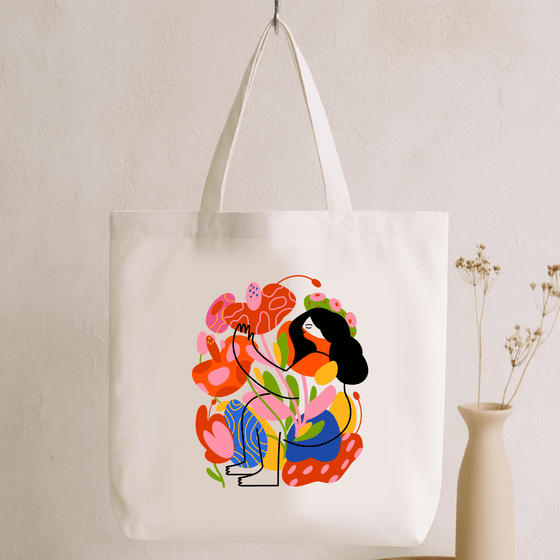 Tote Bag - Color bloom lady design
