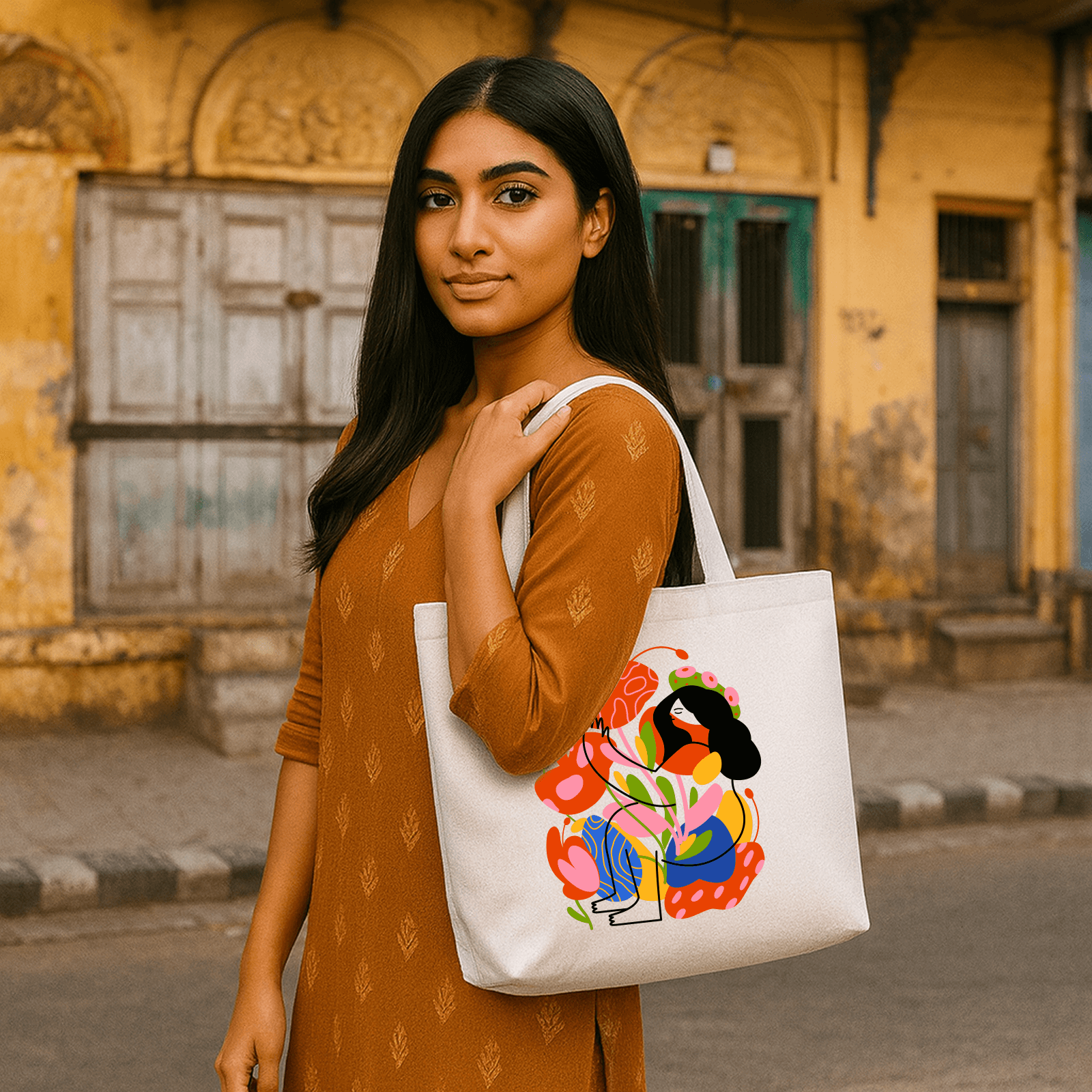 Tote Bag - Color bloom lady design - Kasang